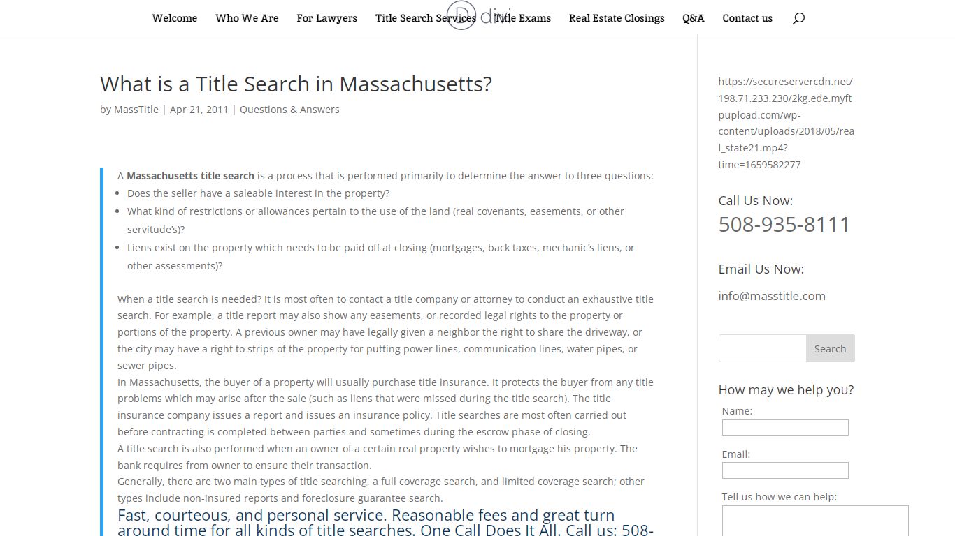 What is a Title Search in Massachusetts?